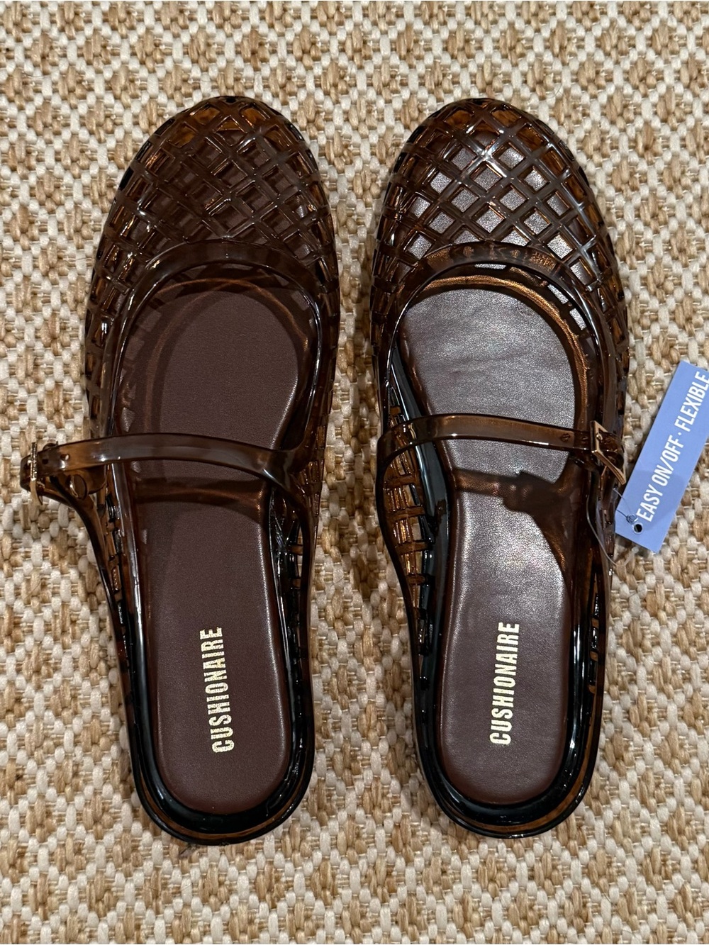 Cushionaire Brown Jelly Mary Jane Flats Tory Burch Dupe